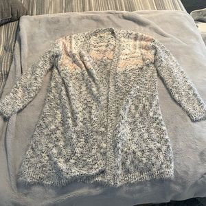 Retrology brand long sleeve, feather knitted cardigan, sweater, size 2X